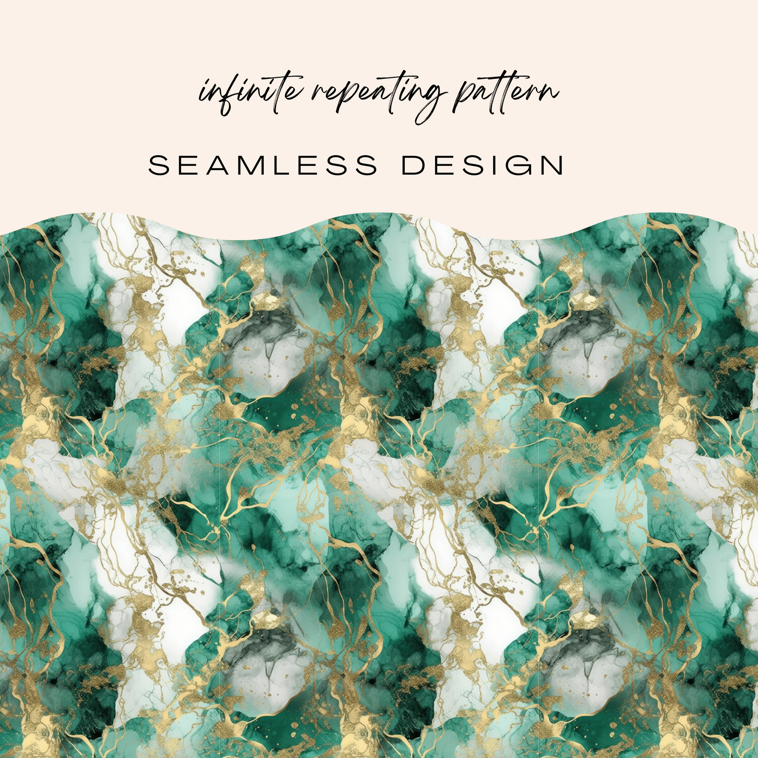 Emerald &amp; Gold Marble Seamless Pattern Clipart Bundle (Commercial Use)