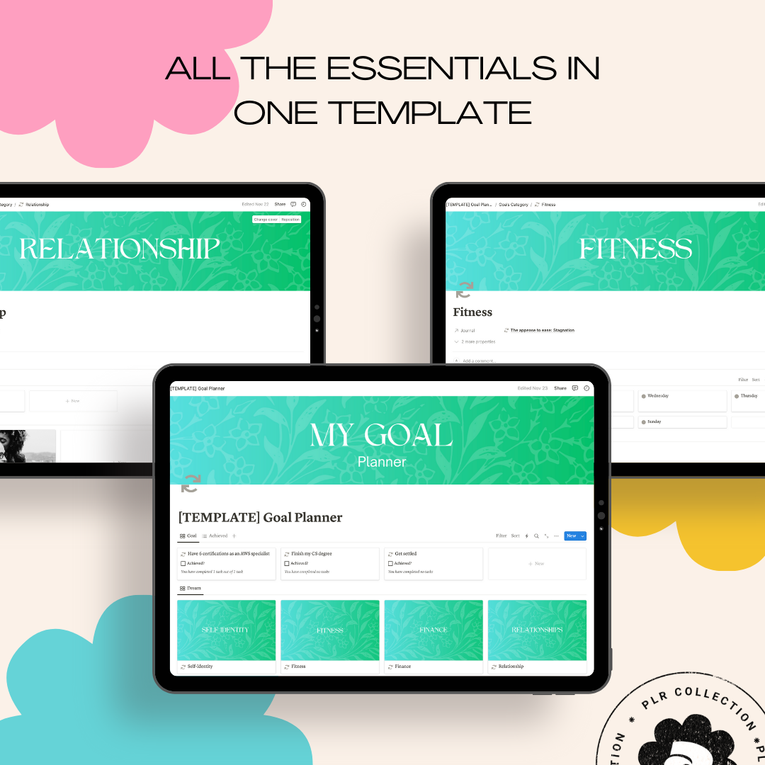 PLR - Goal Planner Notion Template (Commercial Use)