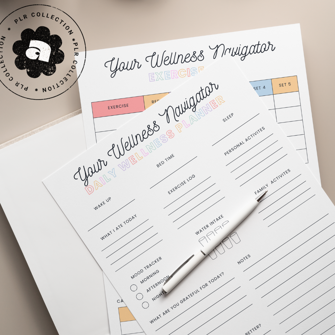 PLR - Health &amp; Wellbeing Tracker Canva Template Bundle (Commercial Use)
