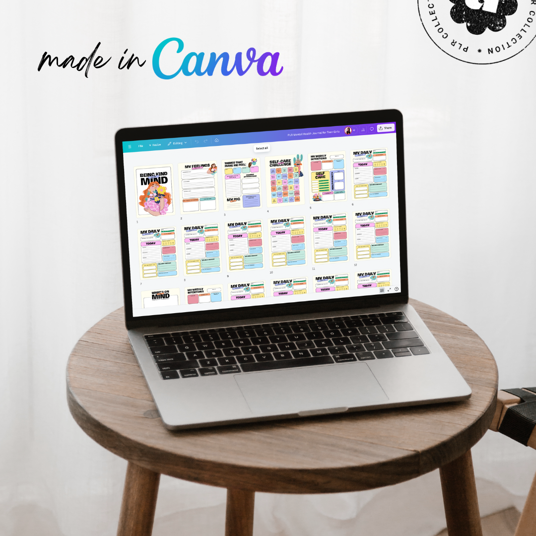 PLR - Mental Health Journal for Teens Canva Template (Commercial Use)