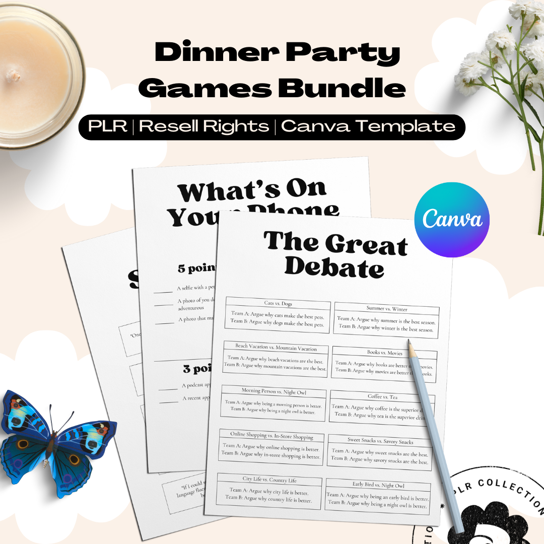 PLR - Dinner Party Games Canva Template Bundle (Commercial Use)