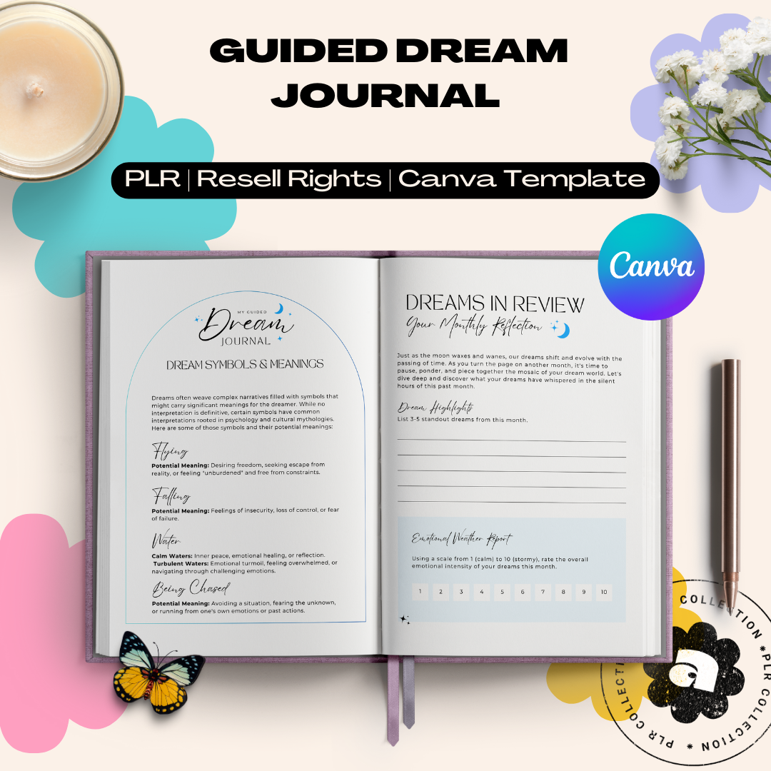 PLR - Guided Dream Journal Canva Template (Commercial Use)