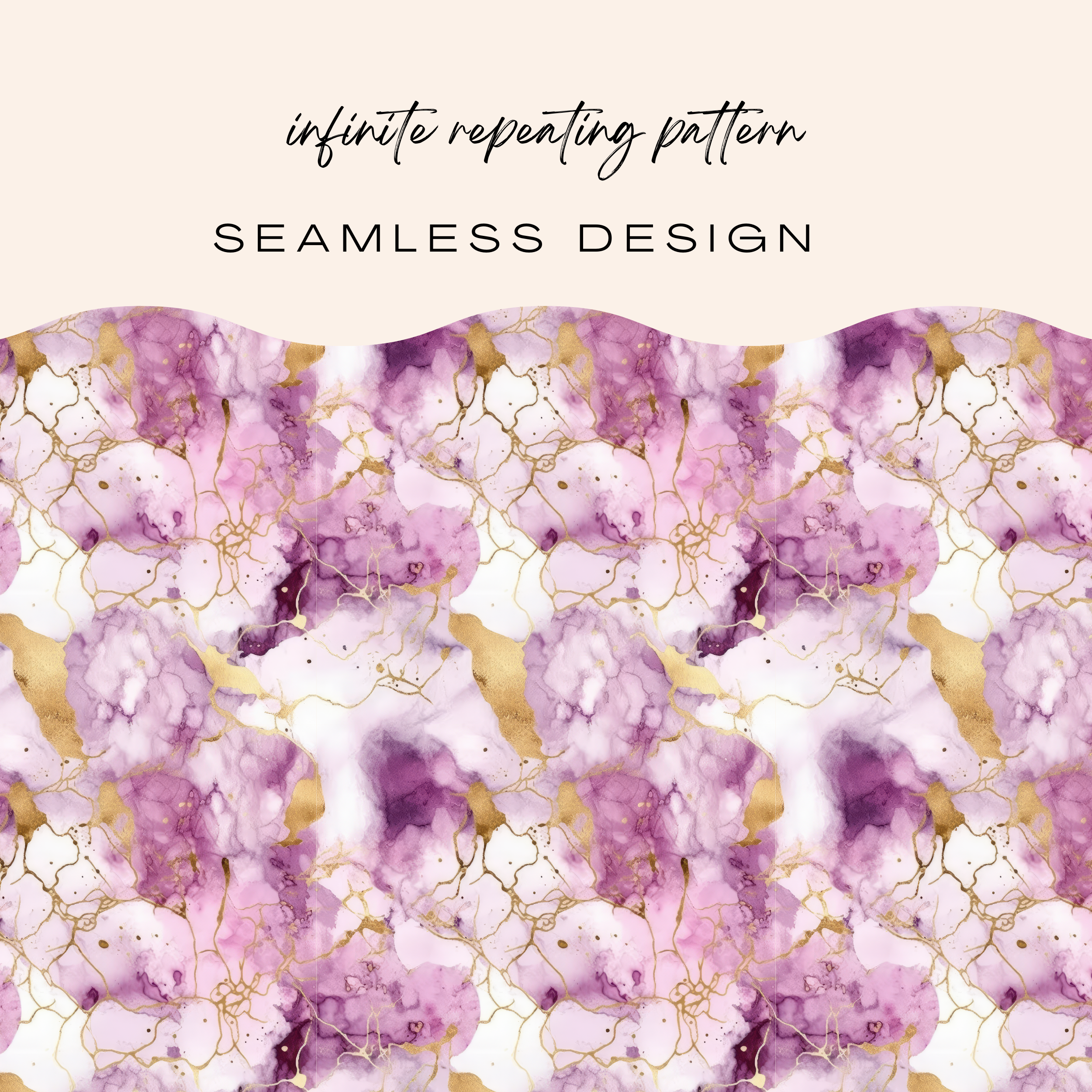 Pink, Purple &amp; Gold Marble Seamless Pattern Clipart Bundle (Commercial Use)