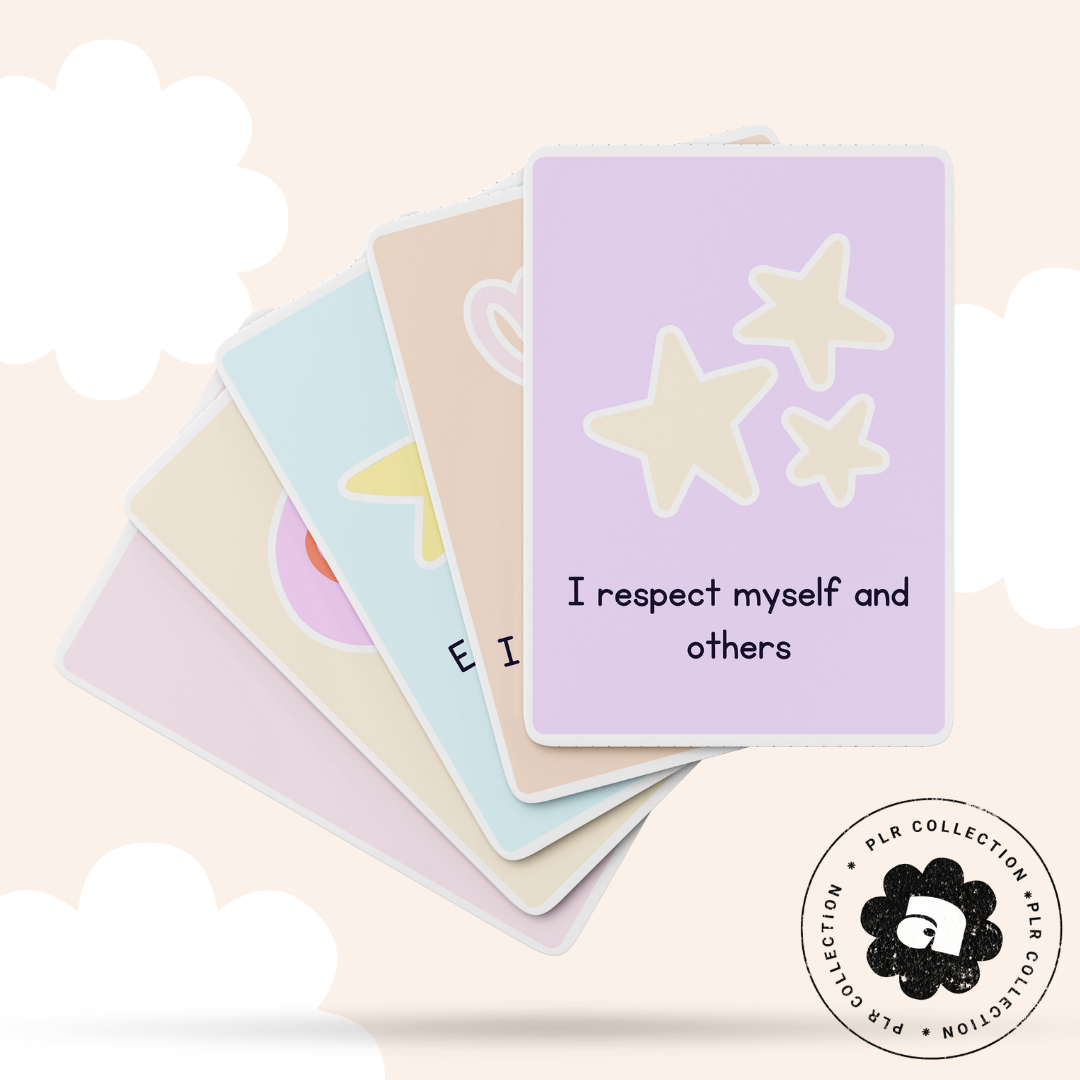 PLR - Self-Love Affirmation Cards for Kids Canva Template (Commercial Use)