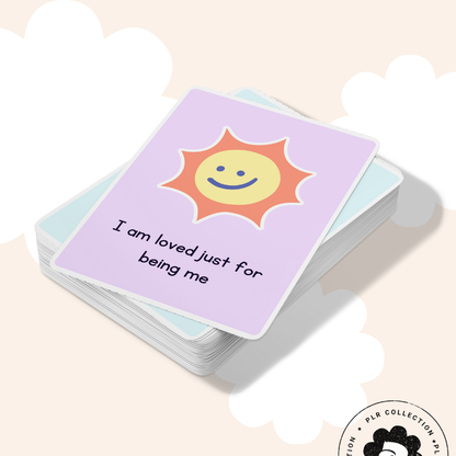 PLR - Self-Love Affirmation Cards for Kids Canva Template (Commercial Use)