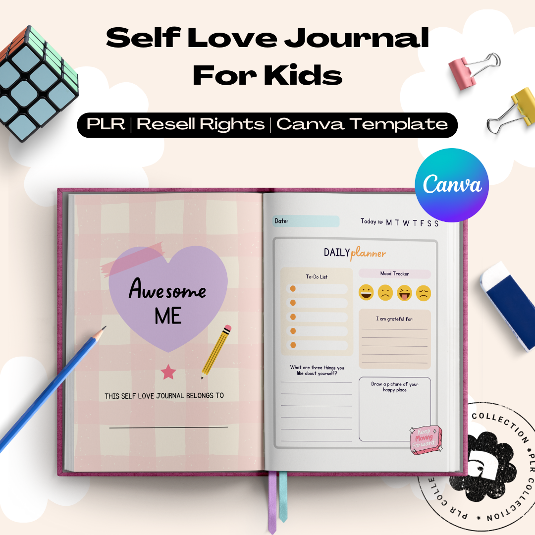 PLR - Self-Love Journal for Kids Canva Template (Commercial Use)