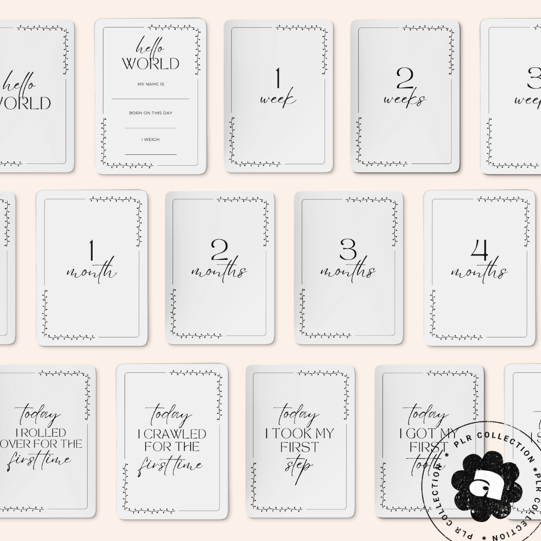 PLR - Baby Milestone Cards Canva Template (Commercial Use)