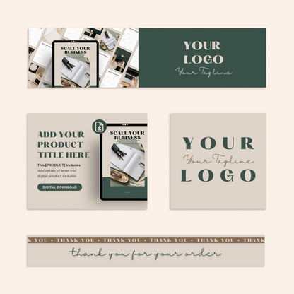 This is a mockup of an Etsy Branding Kit. Perfect for Etsy shop owners who are selling digital products.