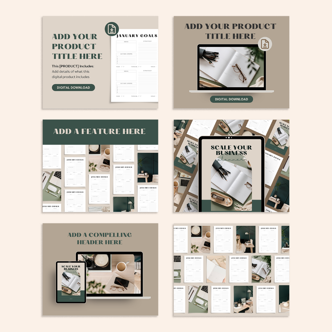 This is a mockup of an Etsy Branding Kit. Perfect for Etsy shop owners who are selling digital products.