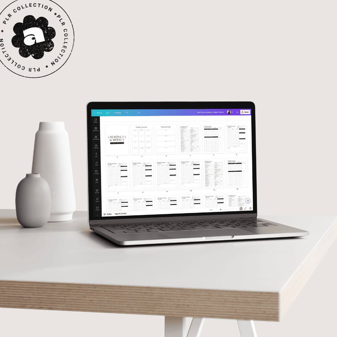PLR - Monthly &amp; Weekly Budget Planner Canva Template (Commercial Use)