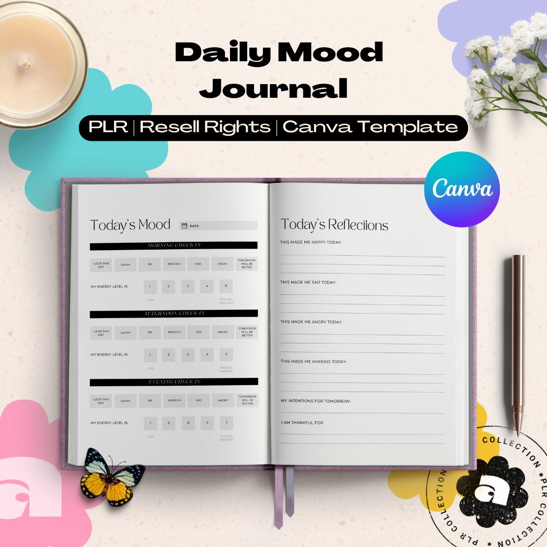 PLR - Daily Mood Journal Canva Template (Commercial Use)
