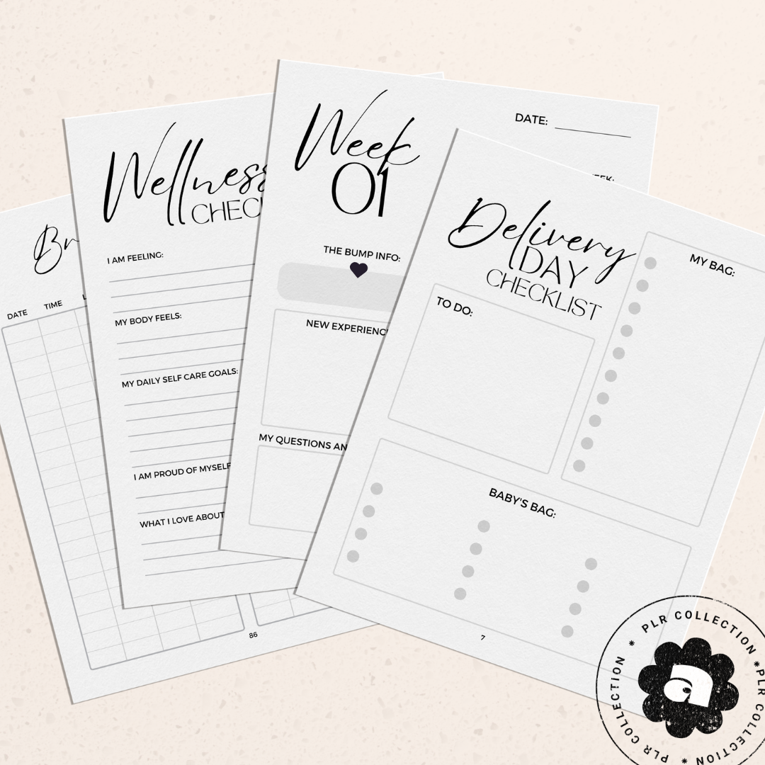 PLR - Pregnancy &amp; New Baby Journal Canva Template (Commercial Use)